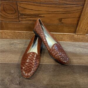 Trotters Brown Woven Leather Slip-Ons